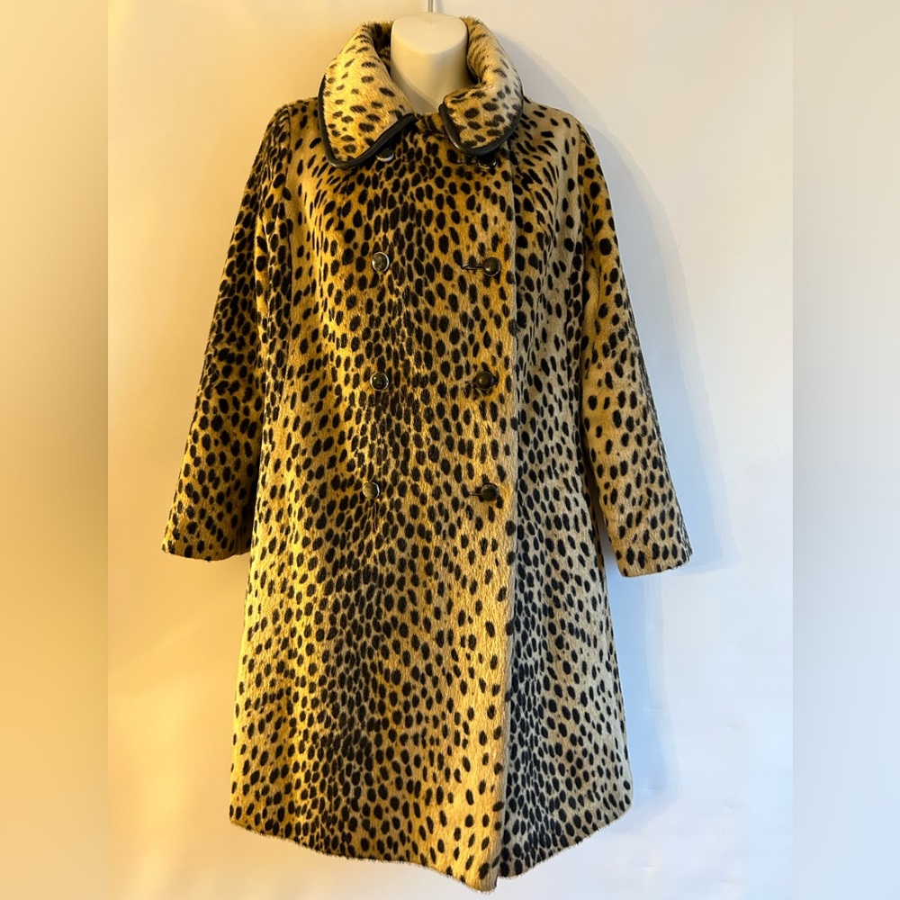 Vintage Leopard Cheetah Print Double Breasted Coat Styled by Russel Taylor